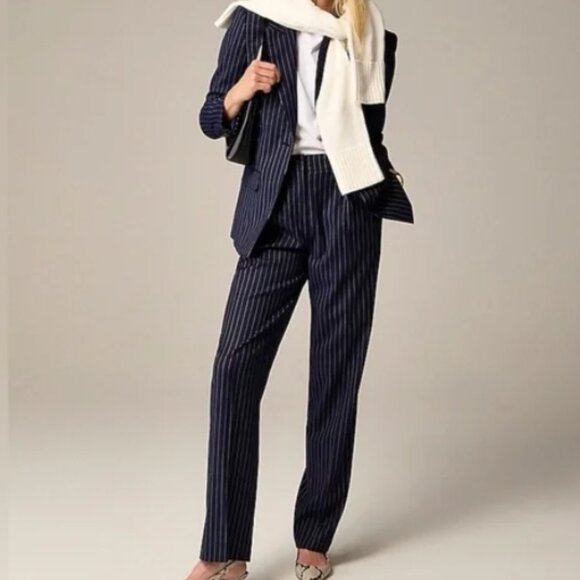 J. Crew Pants - J.Crew Collection Portia Pant, Navy Pinstripe Italian Wool Blend CD082 - Size 6